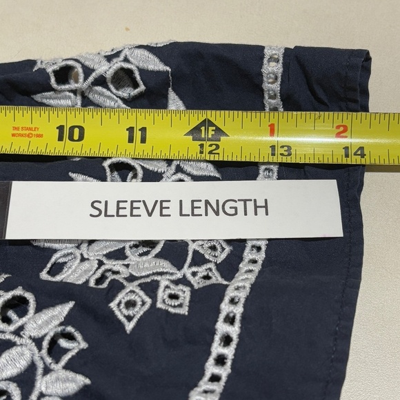 Chicos Embroidered Eyelet Tier Sleeve T shirt Pima Cotton Sz 4 = US: XXL Office - Picture 11 of 12